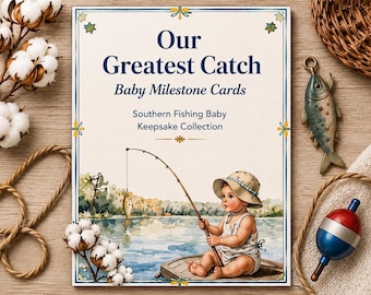 Southern Fishing Baby Milestone Cards: Watercolor Monthly Keepsakes (Digital Download)