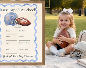 First Day Of School Football Printable Sign, Sports Interview, Instant Download, Preschool PDF