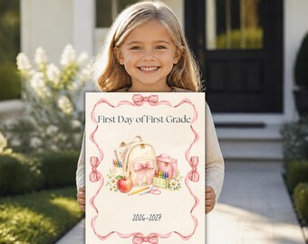 First Day of School Sign Bundle | Pink Bow Photo Prop (Instant Download)
