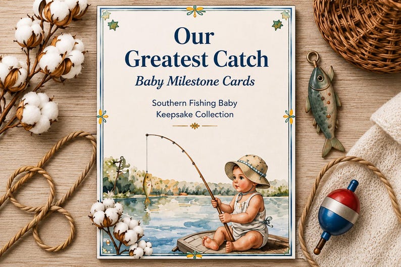 Our Greatest Catch – Baby Milestone Cards | Southern Fishing Keepsake Collection