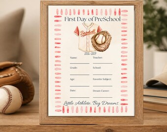 Baseball Sign printable sign, first day school photo, instant download