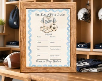 Football First Day Of School Interview Printable, Kids PDF, Sports Theme, 1st, 5th Grade