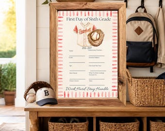 Baseball First Day of School Sign Bundle | Middle School Watercolor Photo Prop (Instant Download)