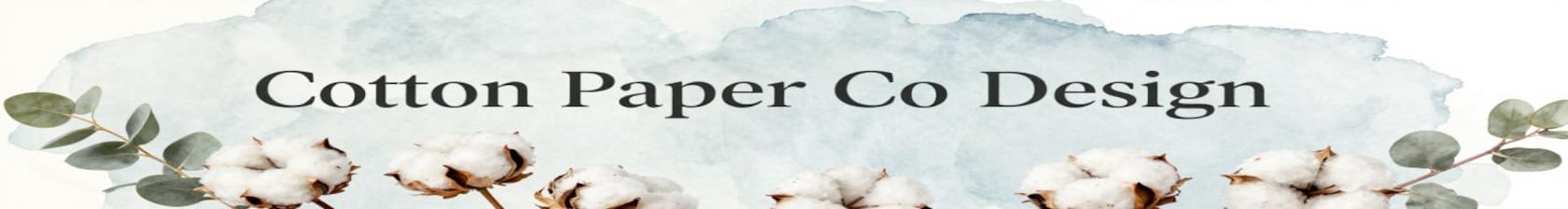 Cotton Paper Co banner with cotton and eucalyptus
