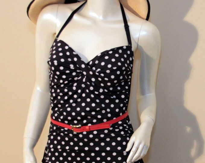 Black and White Polka Dot Swimsuit - Etsy