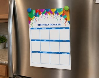Ausfüllbarer, ausdruckbarer Geburtstagskalender