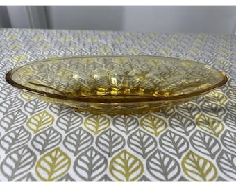 Antique Stolzle Art Deco Amber Glass Candy/Relish Dish 9" x 4"