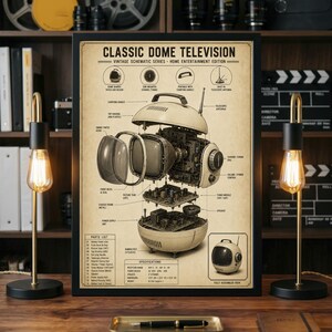 Schema di un televisore vintage dell'era spaziale, grafica retrò anni '70 per televisori CRT (download digitale)
