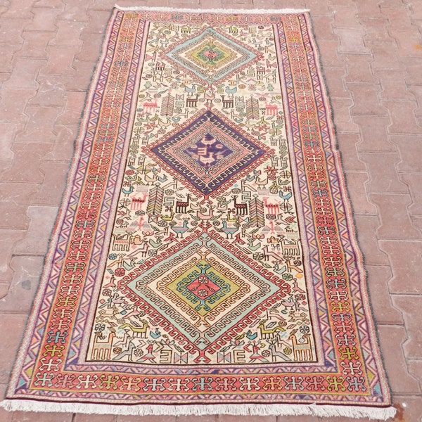 Turkish East Anatolia Silk On Cotton Embroidery Cecim Rug Fine Qaulity 74" x 43" Geometric Desing Silk Embroidered Soumak Cecim Sumac Rug