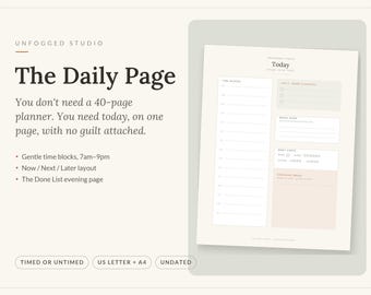 ADHD Daily Planner Printable, Now Next Later To Do List, Undated Daily Page with Brain Dump & Done List, Adult Planner PDF, US Letter A4