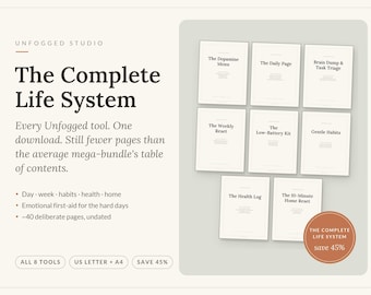 ADHD Planner for Adults Printable Bundle, Complete Life System PDF: Planner, Habits, Cleaning, Health Log & More, US Letter A4 Download