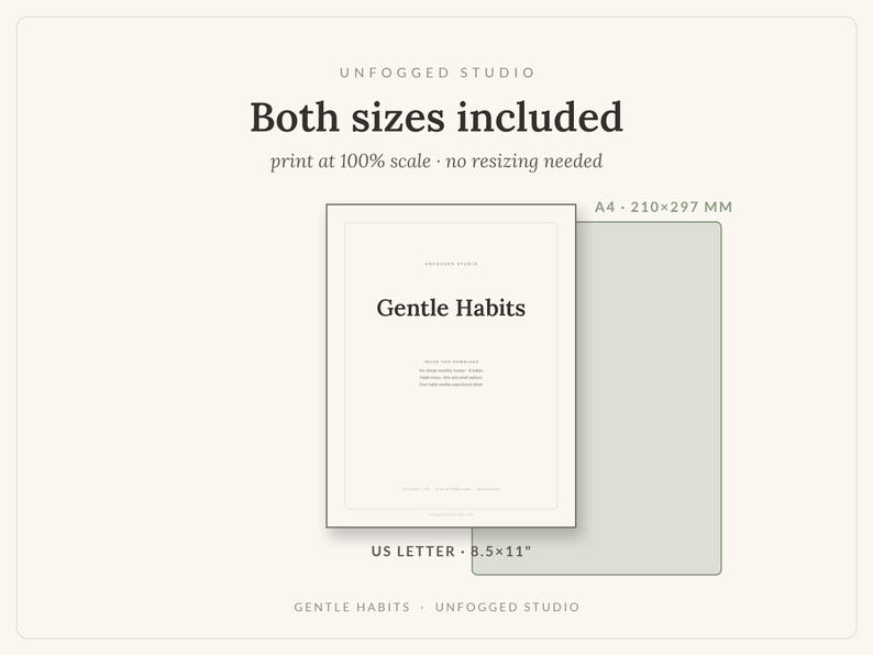 Habit Tracker Printable, Streak Free ADHD Habit Tracker PDF, Gentle Monthly Habit Log, Habit Menu & Weekly Experiment, US Letter A4 imagen 6
