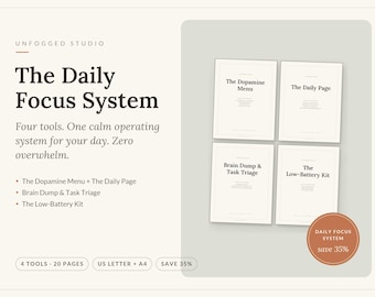 ADHD Planner Bundle Printable, Daily Focus System PDF: Dopamine Menu, Daily Planner, Brain Dump, Low Dopamine Kit, US Letter A4 Download