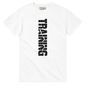 Basic T-Shirt Unisex aus schwerer Baumwolle, Weißes Shirt mit schwarzem Schriftzug