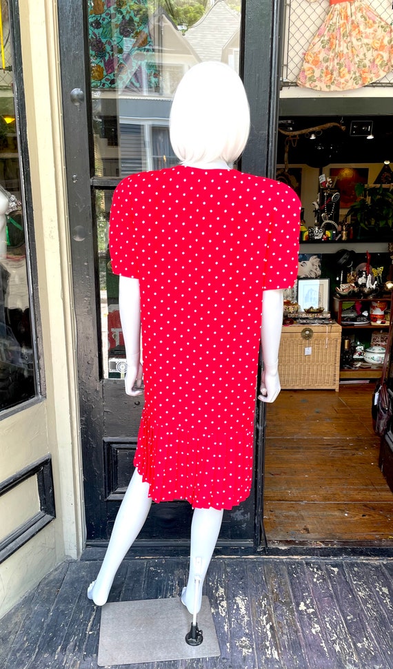 Margot - 70s 80s red and white polkadot dress dro… - image 4