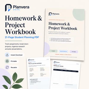 Cuaderno de tareas y proyectos, planificador de plazos y seguimiento de tareas de 21 páginas en formato PDF.