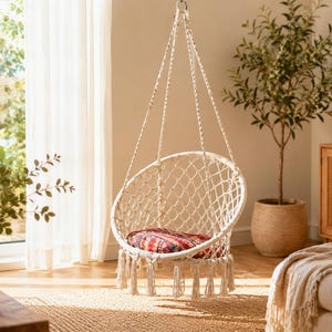 Macrame hanging chair, boho swing chair, hammock seat