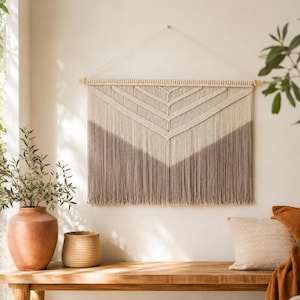 Grande décoration murale en macramé, tenture murale tissée, décoration naturelle moderne, tête de lit bohème