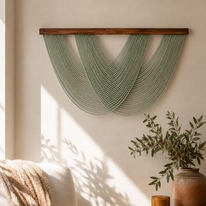 Tapiz abstracto de macramé para pared, gran obra de arte mural escandinava, decoración nórdica moderna, tapiz geométrico tejido.