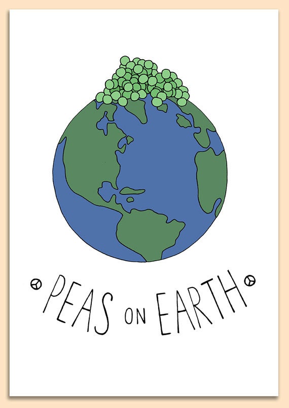 Peace On Earth Art Print Peas On Earth Pun Etsy