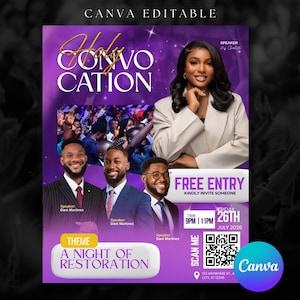 Holy Convocation Flyer, Christian Conference Poster, Church Event Template (Canva Download)