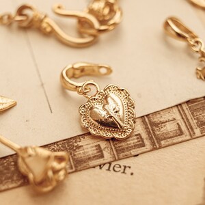 Gold Heart Charm, Talisman Heart Charm, Amulet Jewelry, Charm Necklace, French Style