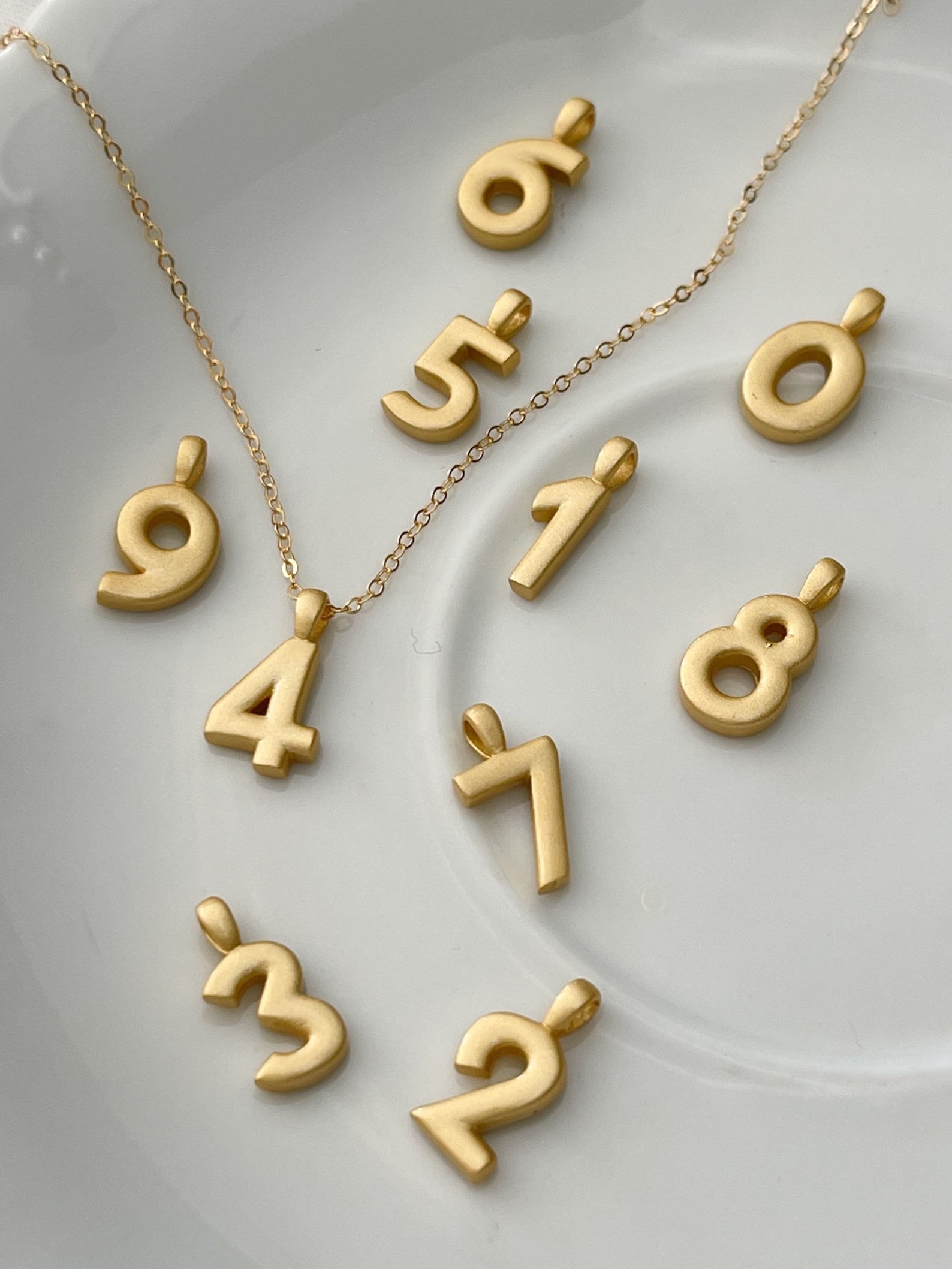 Gold Number Necklace Numbers Necklace Personalized Number Etsy
