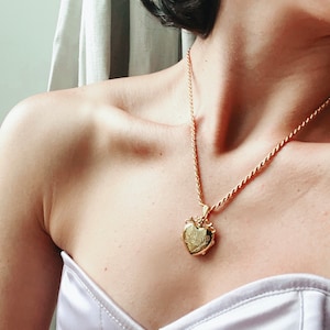 Heart Locket Necklace, Jardin French Necklace, Rococo Style, Marie Antoinette, Cottage Core, Flower Locket Jewelry, Birth Flower Pendent