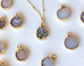 Druzy Quartz Necklaces, Druzy Jewelry, Crystal Druzy, aunt gift, bridesmaids jewelry, layering necklaces, stacked jewelry