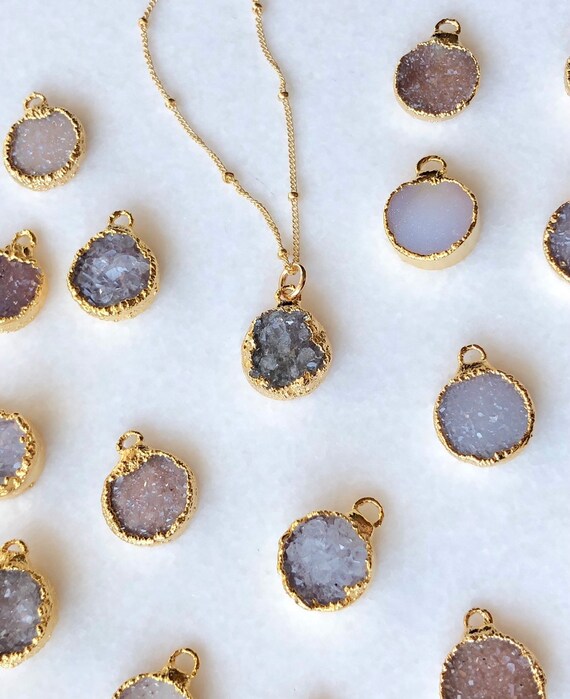 RC1003G White Resin Copper Bracelet and Necklace Druzy Bracelet and Necklace Charms 34x23.4x8.5mm Big Moon Shaped Pendant