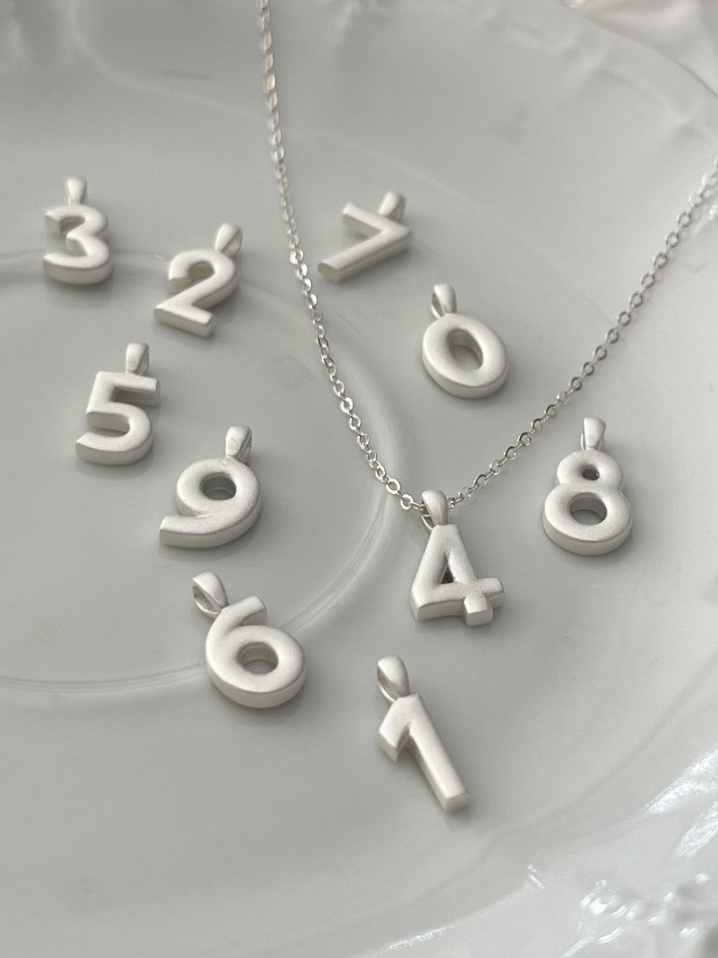 Silver Number necklace, silver numbers, number jewelry, personalized, personalized jewelry, custom jewelry for her, Sport team mom, number 1 image 1