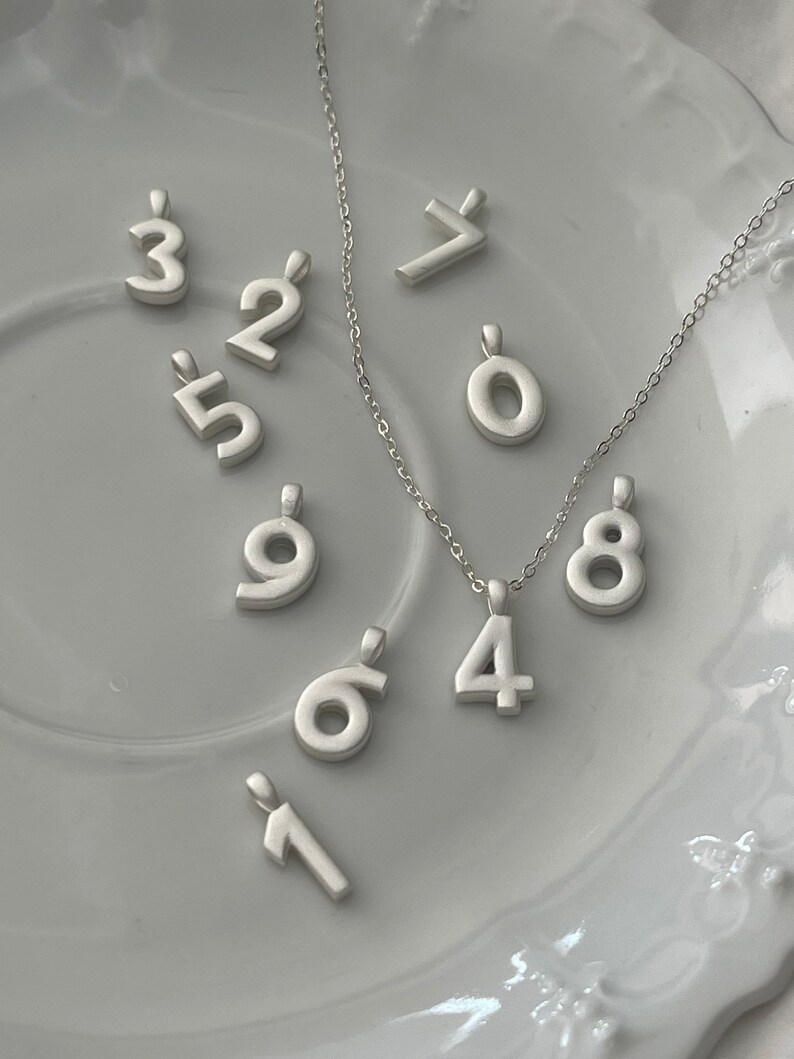 Silver Number necklace, silver numbers, number jewelry, personalized, personalized jewelry, custom jewelry for her, Sport team mom, number 1 image 8