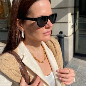 Chunky chain necklace, Gold Plated Brass Necklace, Parisian Girl Style Bild 7