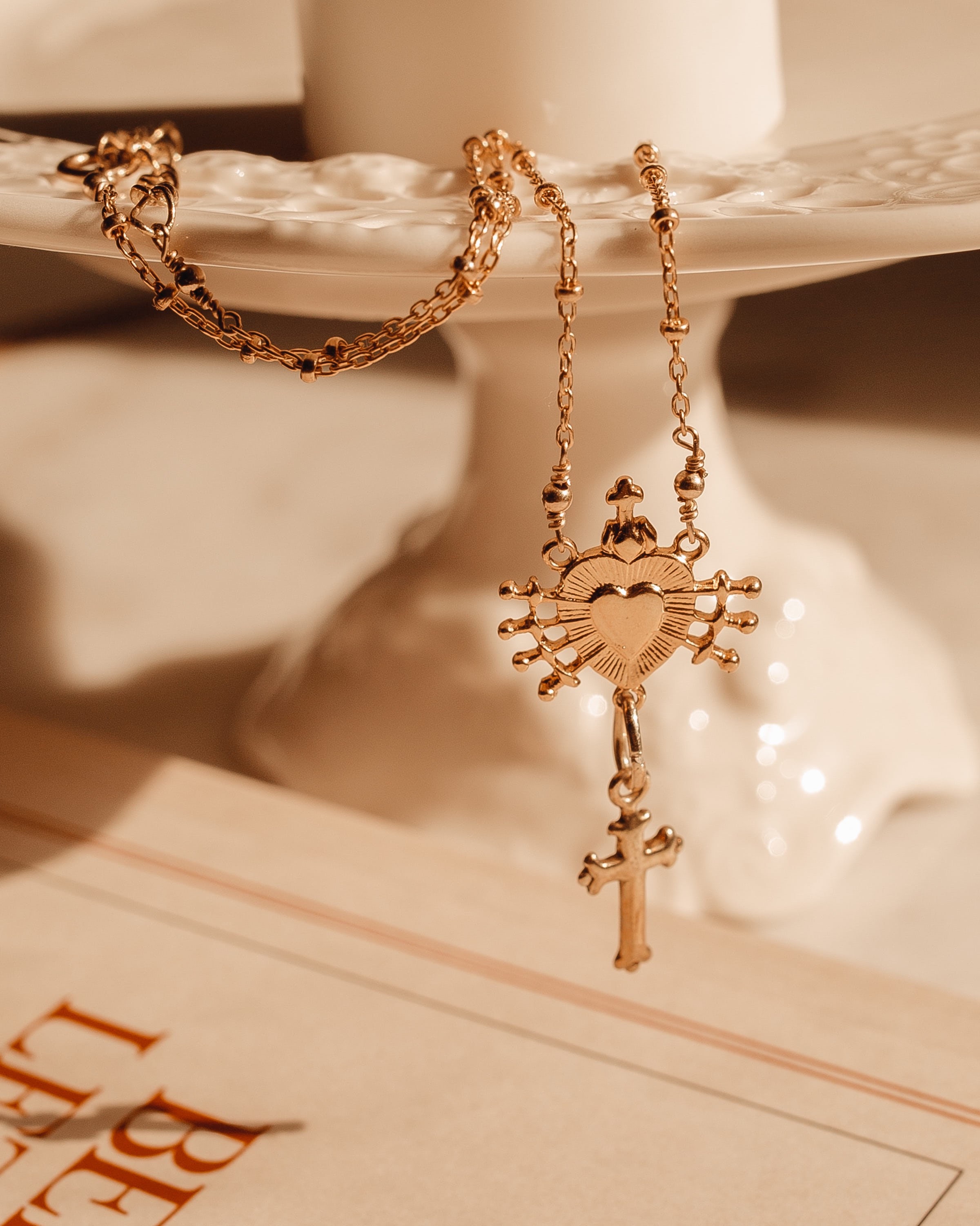 Seven Swords Heart Cross Necklace, Gold Plated Dagger Charm - Etsy