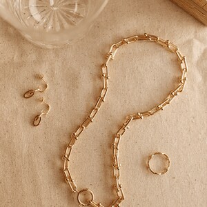 Chunky chain necklace, Gold Plated Brass Necklace, Parisian Girl Style Bild 5