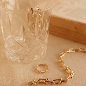 Chunky chain necklace, Gold Plated Brass Necklace, Parisian Girl Style Bild 9