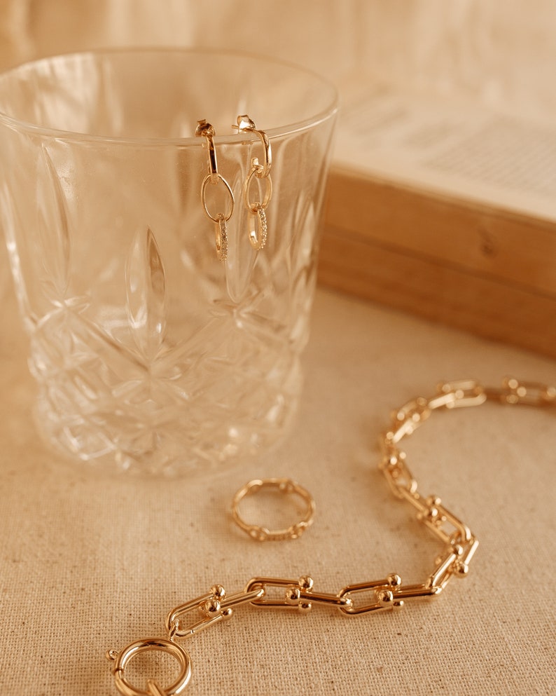 Chunky chain necklace, Gold Plated Brass Necklace, Parisian Girl Style Bild 9