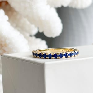 Sapphire Eternity Ring, Birthstone Ring, Christmas Gift for mom, Gift for her, rococo style, Stacking ring, French girl style, Eternity Band