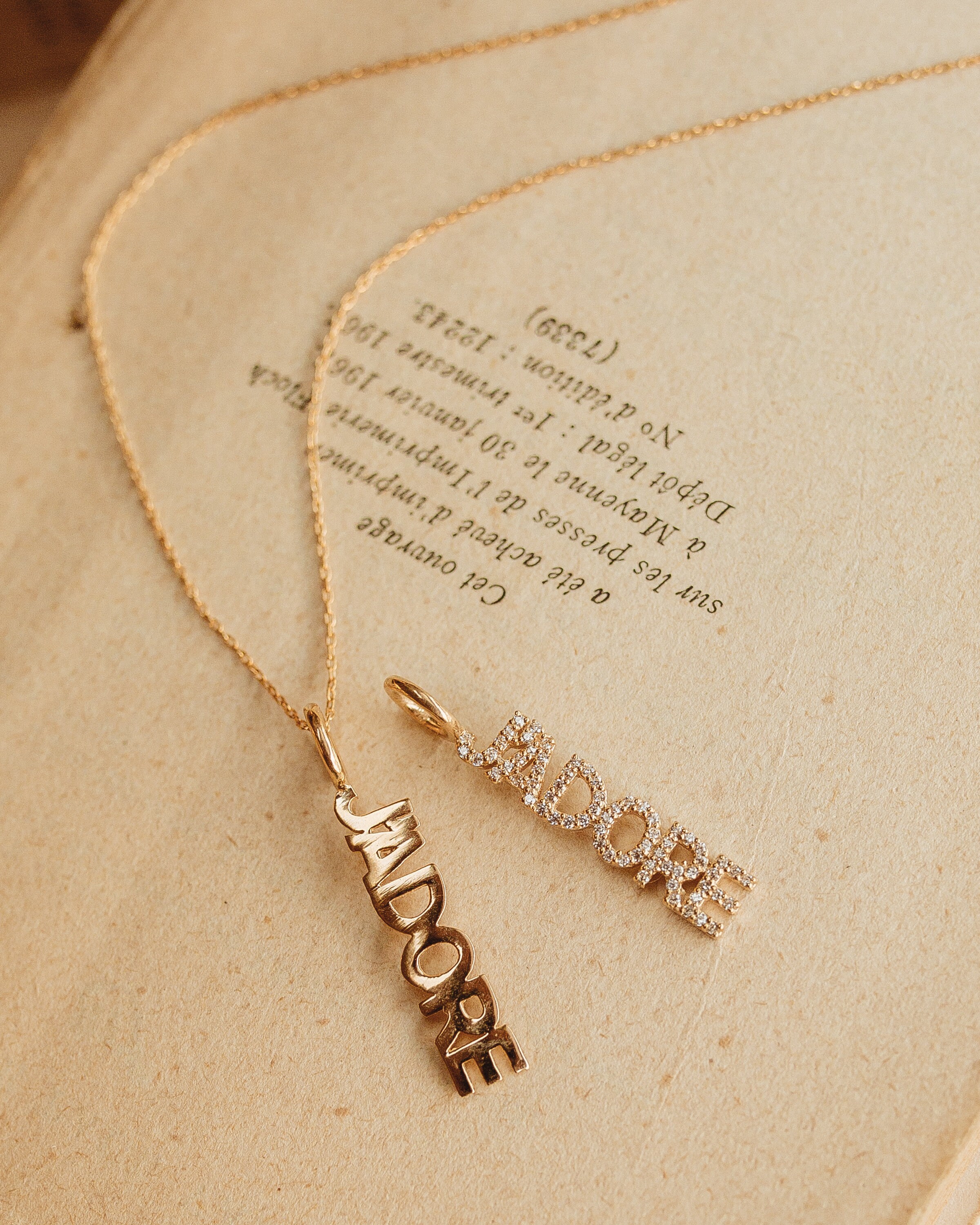 French Word Necklace Gold name plate French Jewelry Paris Etsy