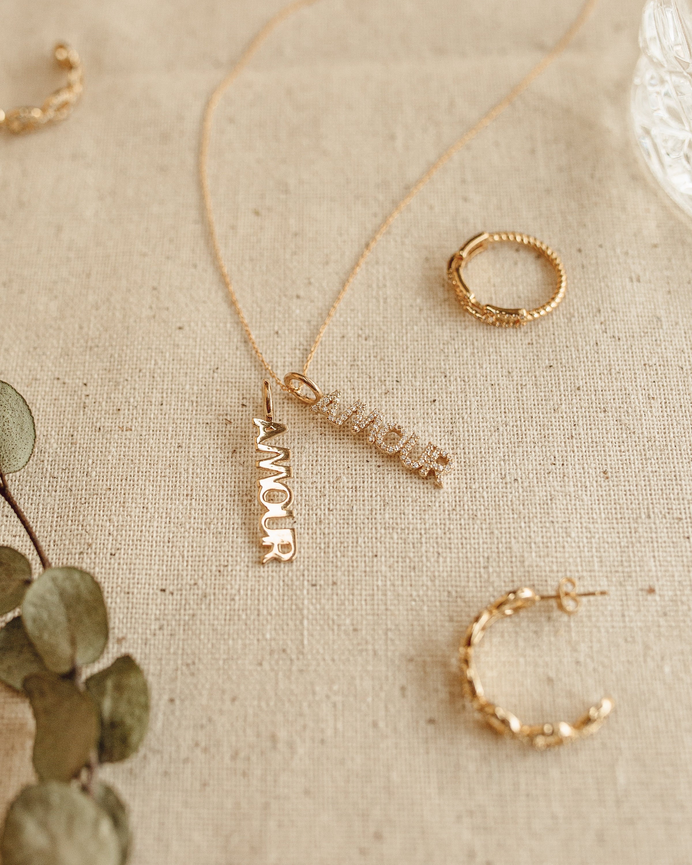 Amour Necklace French Word Love Paris Name Plate Amour Jewelry
