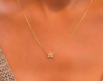 lower case initial necklace, gold initial, gold letter,initial letter, letter necklace, personalized necklace, gift for her, custom jewelry