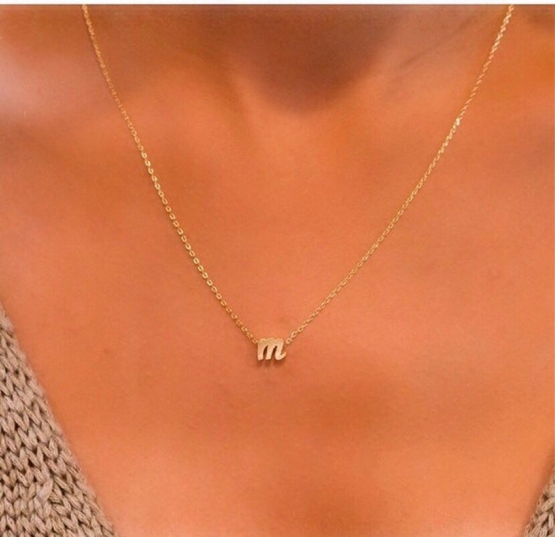 Lower Case Initial Necklace Gold Initial Gold Letterinitial Etsy