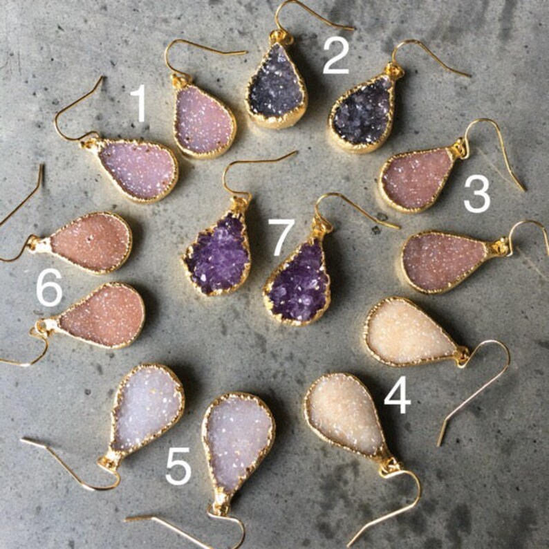 Natural Druzy Earrings Druzy jewelry crystal Druzy Crystal Etsy