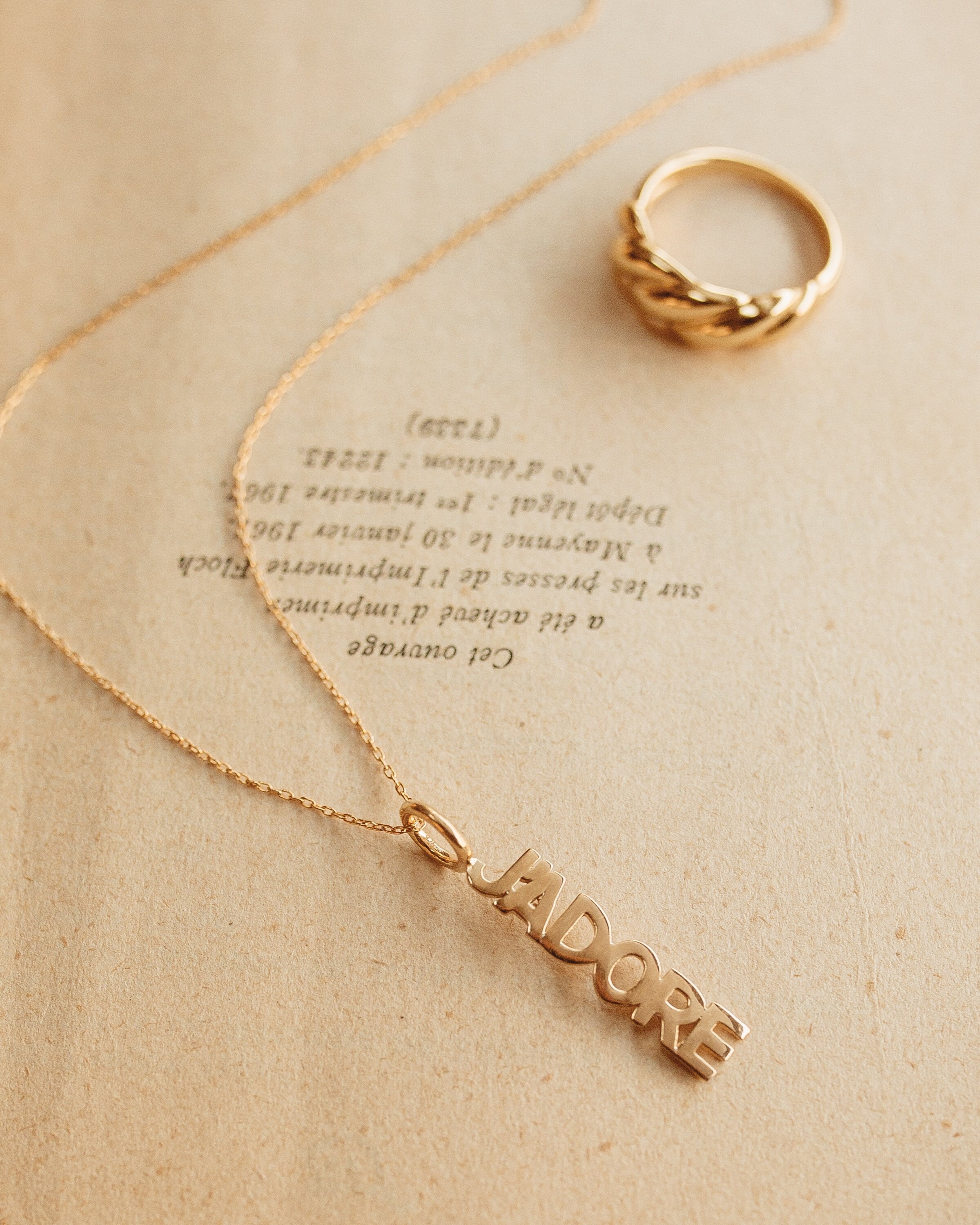 French Word Necklace Gold Name Plate French Jewelry Paris Lover Parisian Style French Girl Etsy Canada