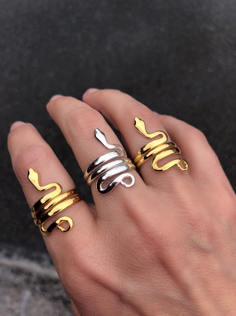 Gold Snake Ring stacking rings stacked jewelry boho chic Etsy