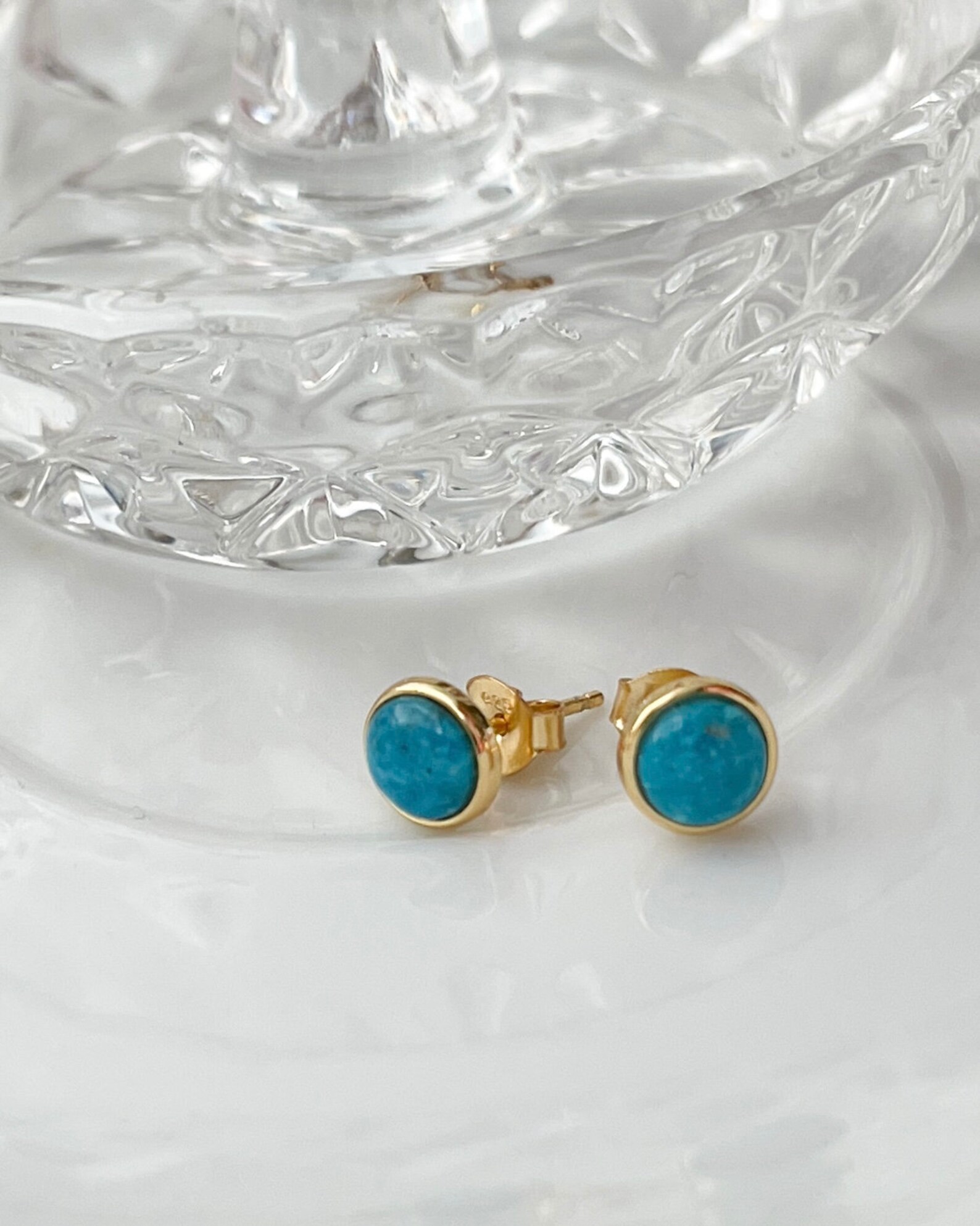 Natural Turquoise Studs Earrings Etsy