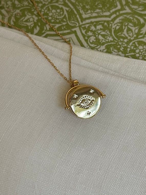 Gold Evil Eye Necklace Spinner Necklace 