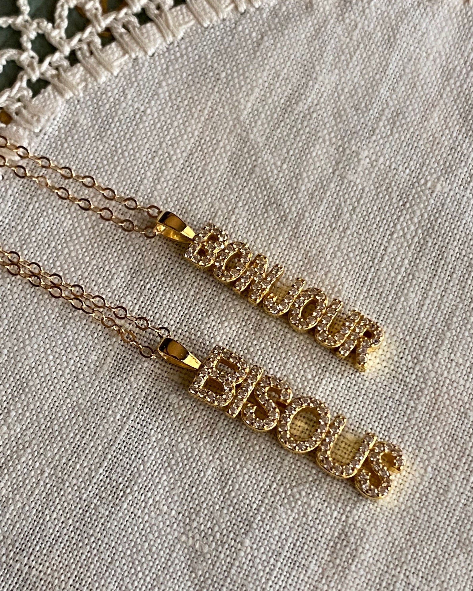 Bonjour Necklace French Word Jewelry Parisian Girl Gifts for Etsy