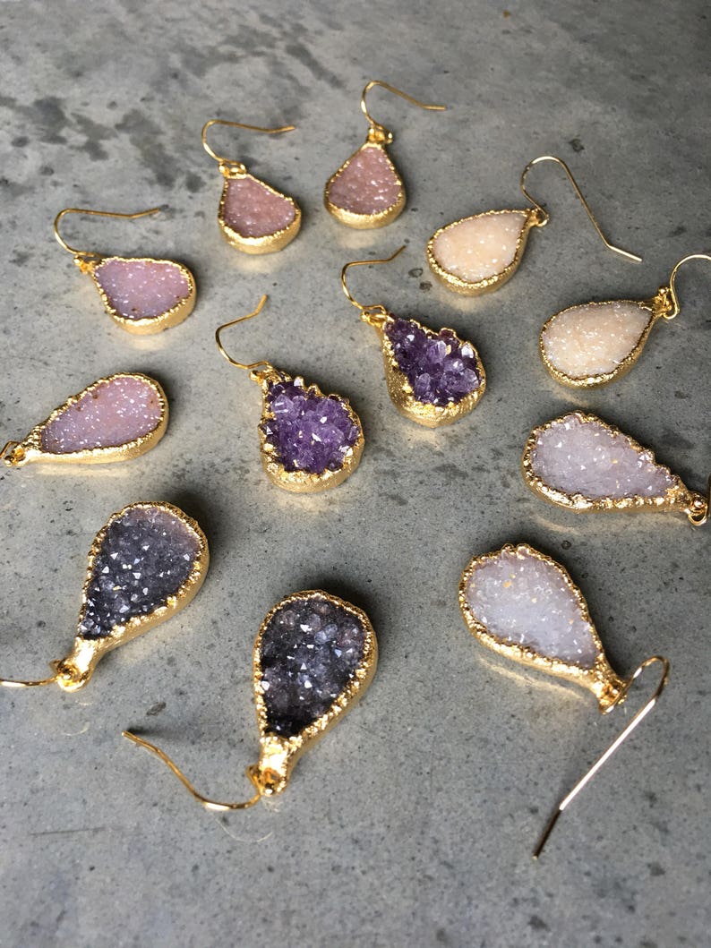 Natural Druzy Earrings Druzy jewelry crystal Druzy Crystal Etsy
