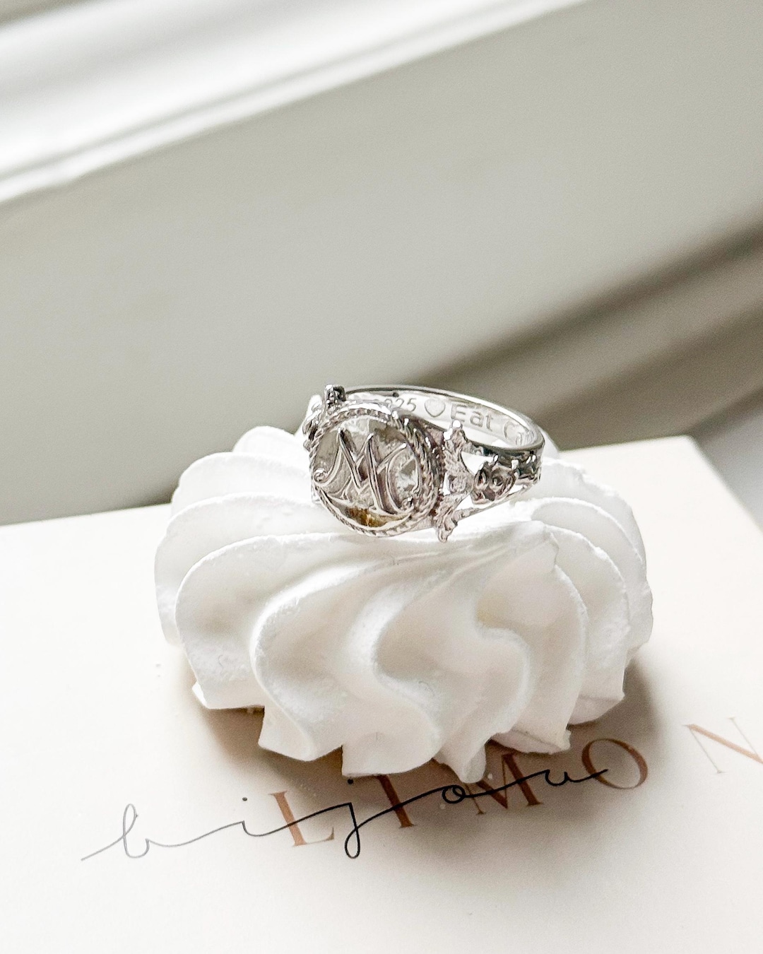 Marie Antoinette Ring: Silver Rococo Jewelry, Monogram Wax Seal